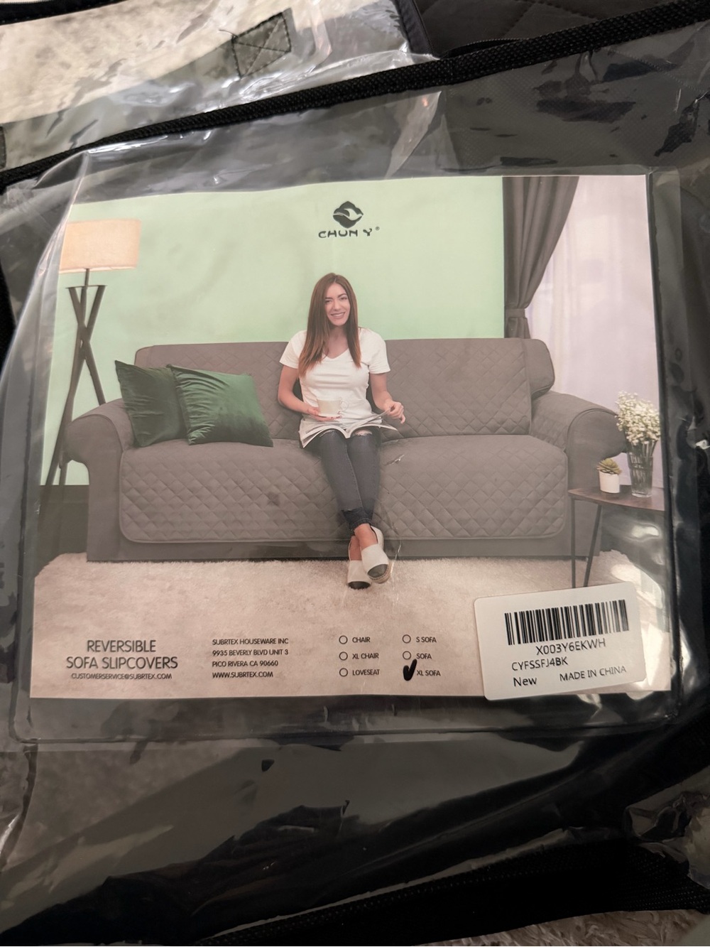 Reversible XL Sofa Slipcover - beige and black (double sided)